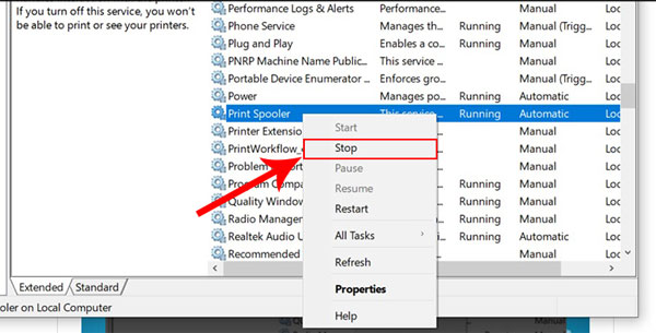 cach xoa lenh in tren win 10