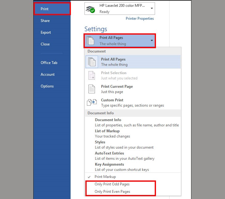 chinh lenh in 2 mat trong word